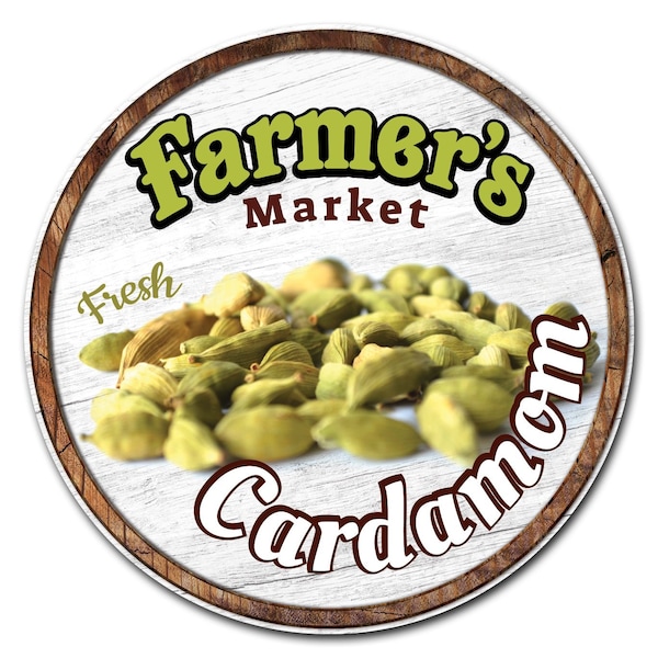 Corrugated Plastic Sign With Stakes 24in Circular-Farmers Market Cardamom, C-24-CIR-WS-Cardamom